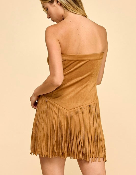 All About The Fringe Tube Mini Dress