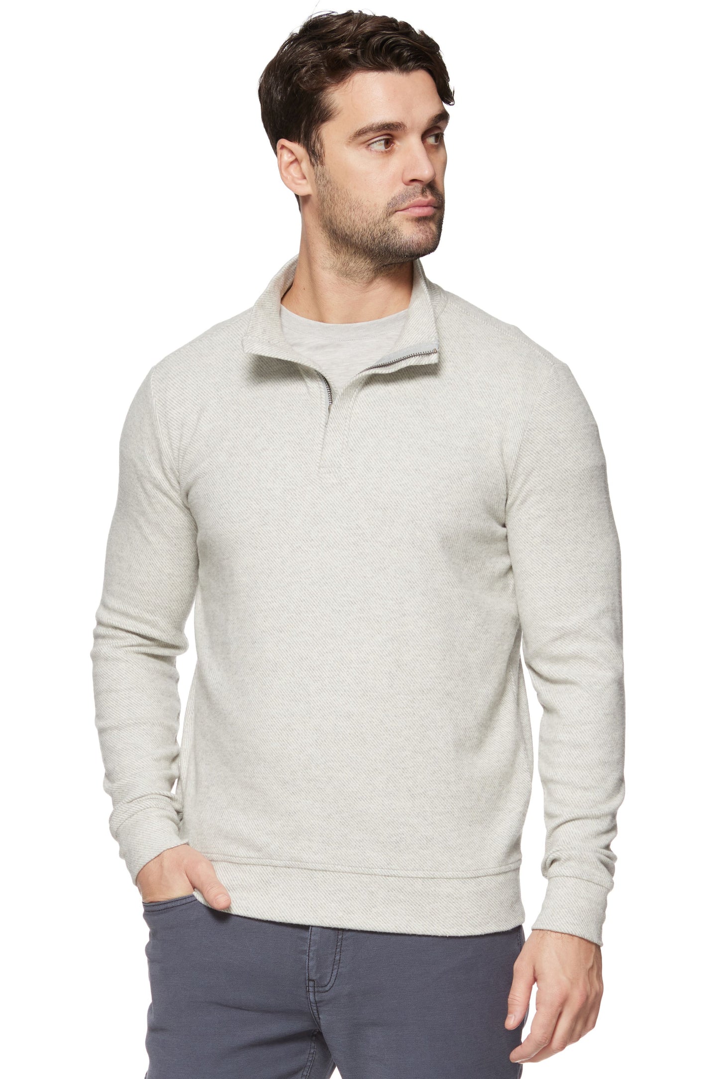 Hero Solid Twill Zip Mock Neck