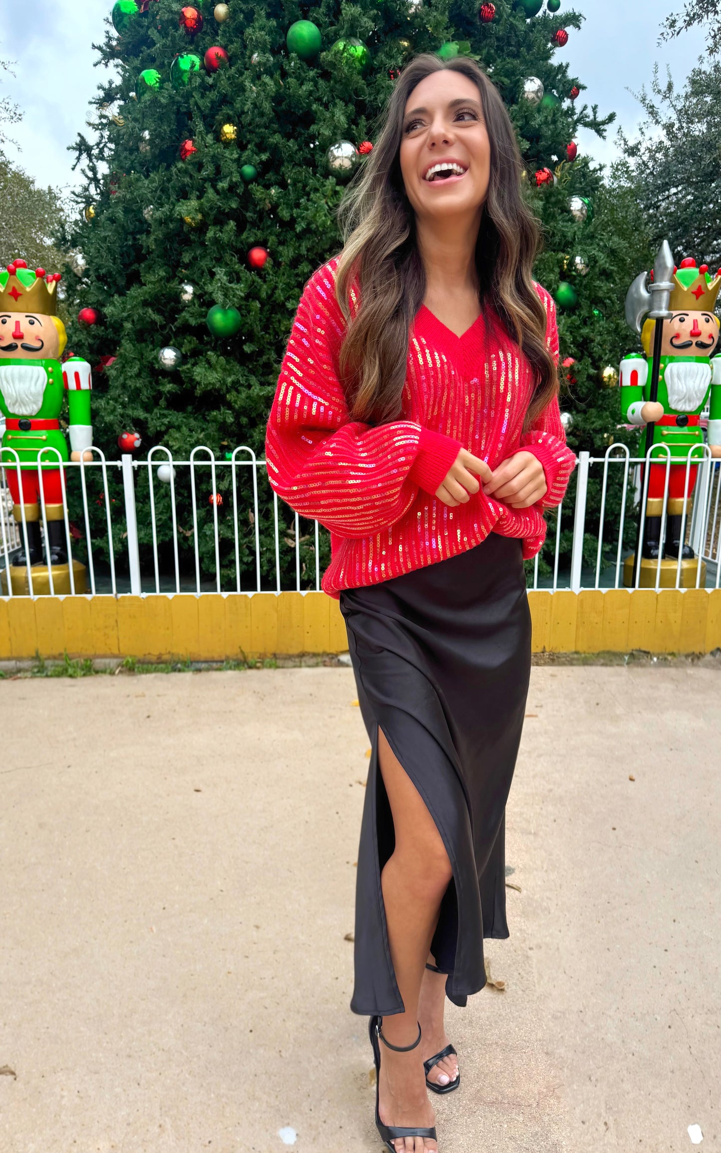 Black Slit Midi Skirt