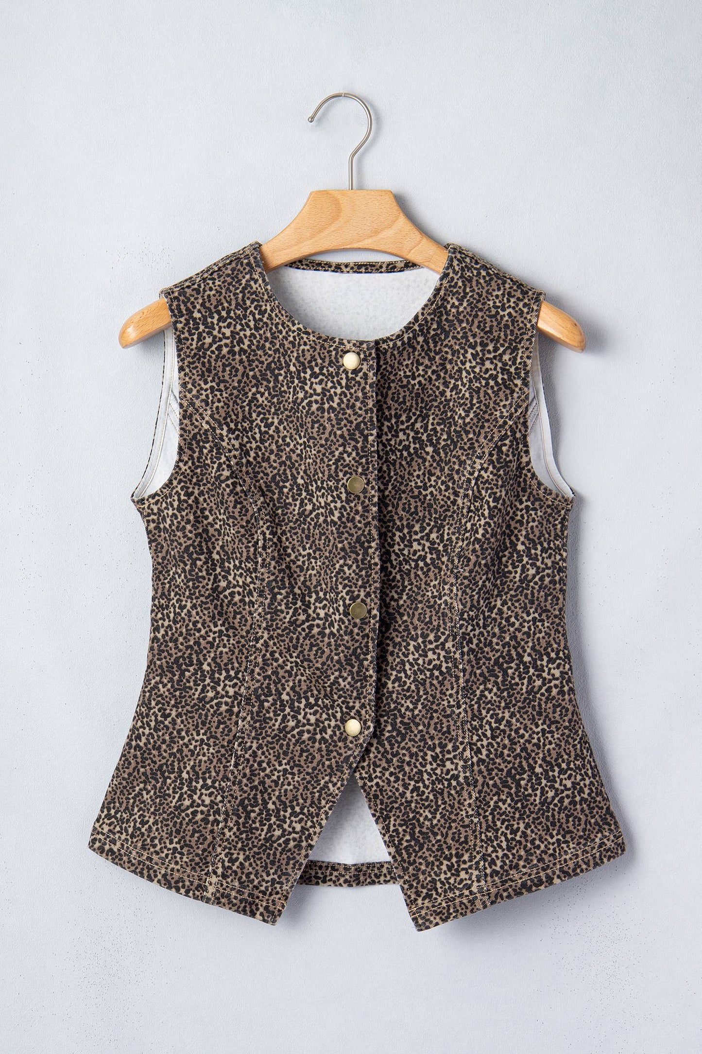 LDC Western Leopard Print Slim Denim Vest