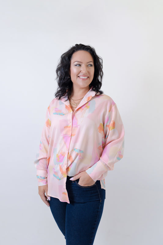 Watercolor Dream Long Sleeve Blouse