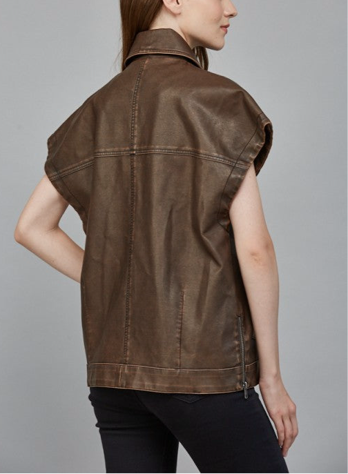Espresso Edge Faux Leather Vest