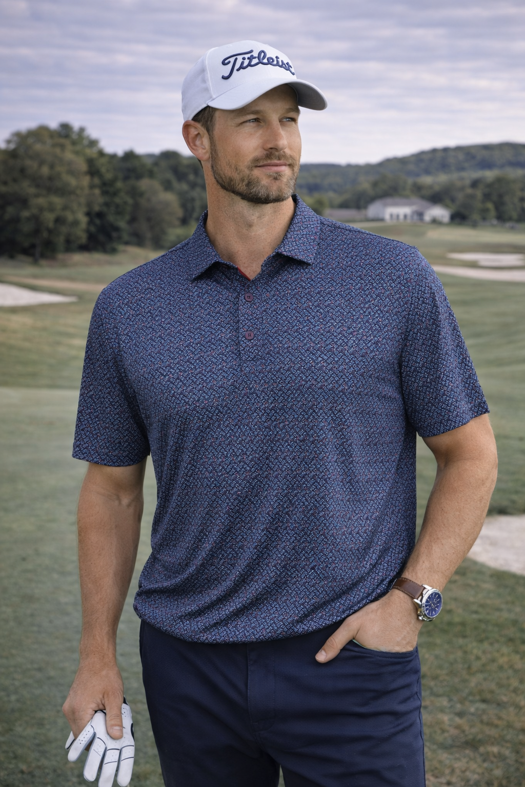 Oakton Geo Triangle Print Polo