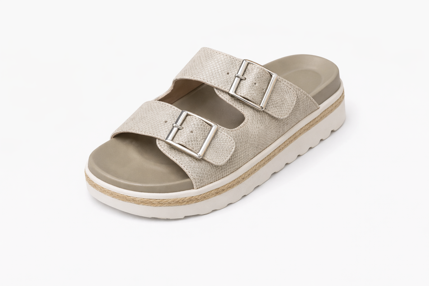 Xyla Silver Snake Slide Sandals