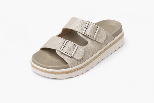 Xyla Silver Snake Slide Sandals