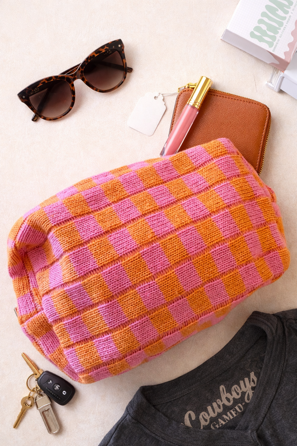 Checkered Make-Up Bag