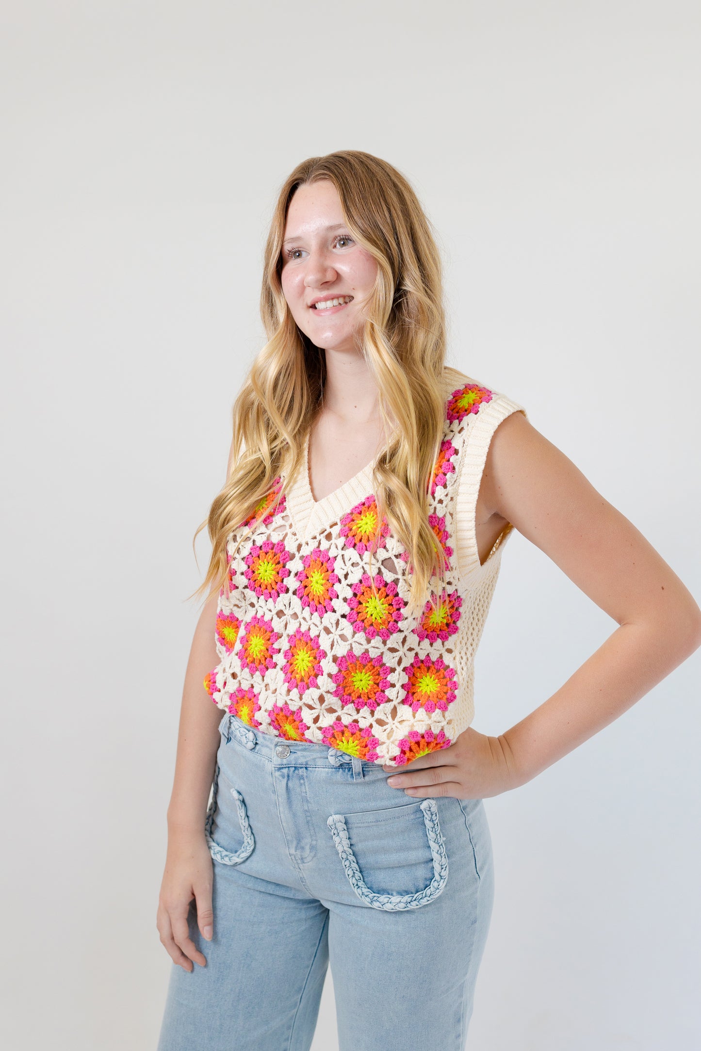 Retro Bloom Knit Vest