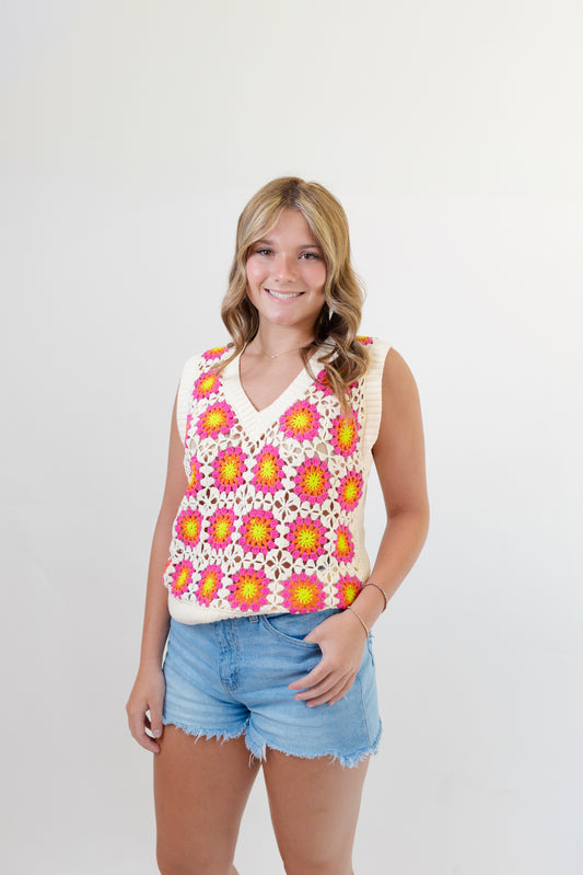 Retro Bloom Knit Vest