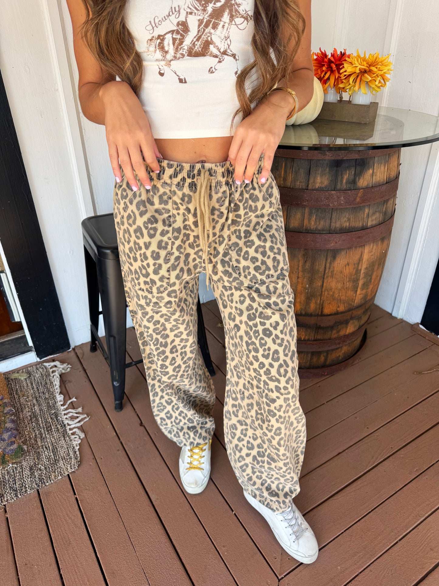 Leopard Print Parachute Pants