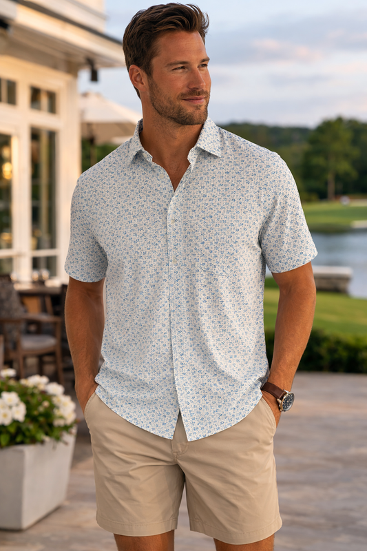 Edmond SS Geo Print Journey Polo
