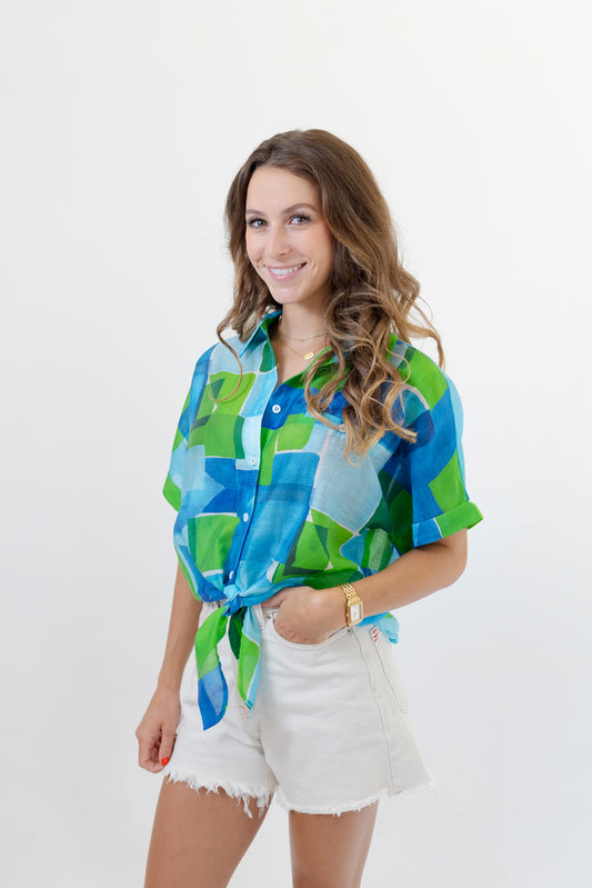 Sea Glass Button-Down Blouse