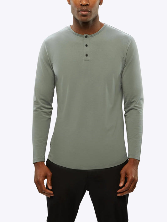CUTS AO Long Sleeve Henley Curve-Hem Tee
