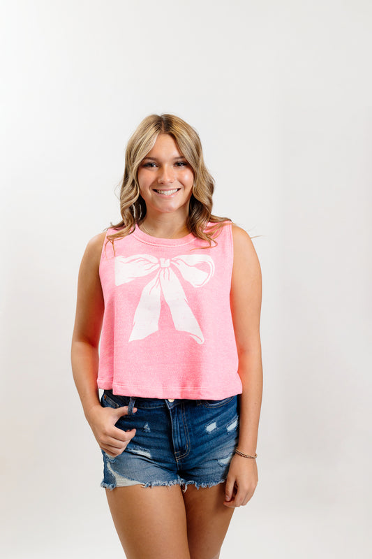 Pink Bow Charm Tank