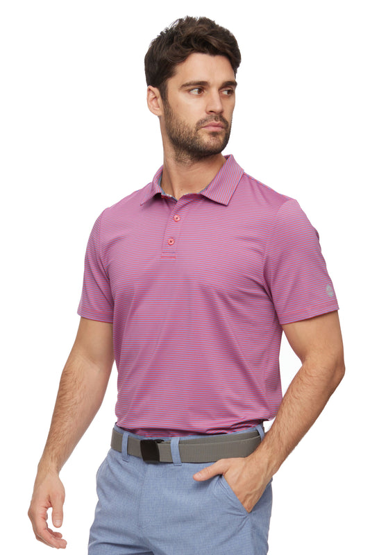 Red & Blue Stripe Naples Performance Polo